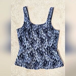 Express Black and White Lace Peplum Top Size Small